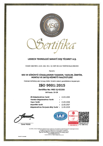 Certificat des Systèmes de Management (Conception, Développement Logiciel, Fabrication, Installation et Services de Vente d'Équipements Audio et Vidéo)