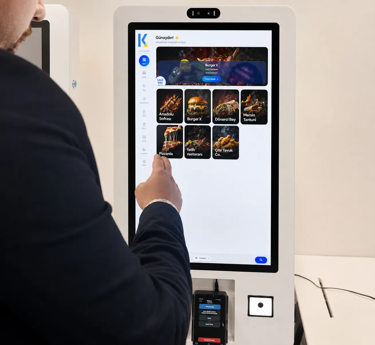 Sayfa blok restoran odeme kiosk yazilim